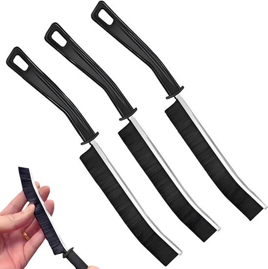 Set van 3 voegenborstels met harde borstelharen en ergonomisch handvat voor grondige reiniging van Merkloos	
