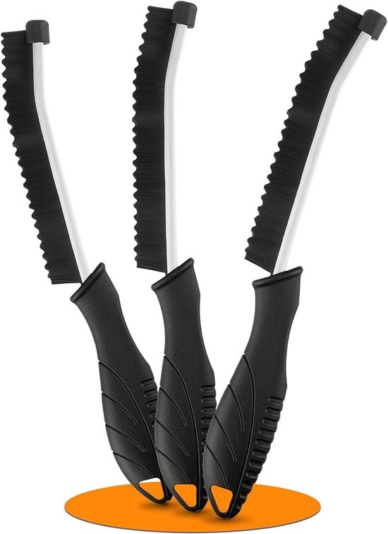 Set van 3 voegenborstels met harde nylon haren en ergonomisch handvat voor grondige reiniging van Merkloos	