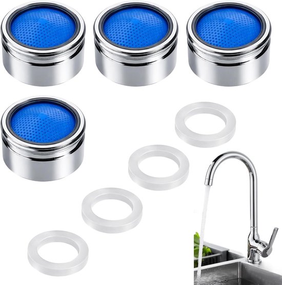 Set van 4 beluchter voor kraan M22, ABS-filter tegen sedimenten, waterbesparing, beluchter M22, verloopstuk voor beluchter keukenkraan, regelaar, beluchter voor keuken en kamer