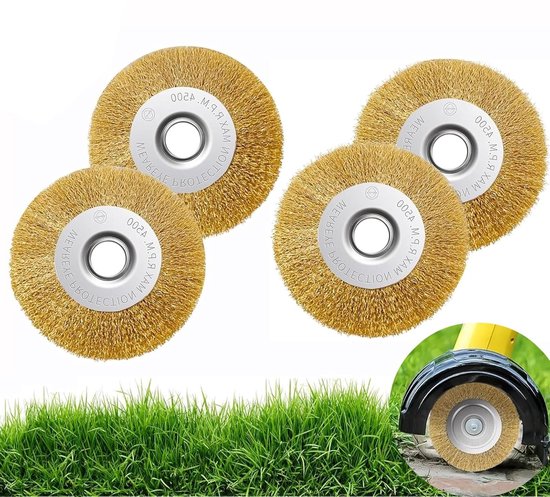 Set van 4 Grondborstels voor Onkruidverwijdering, Ideaal voor het Schoonmaken van Voegen, Bodem en Mos, Diameter 10 cm van Merkloos	