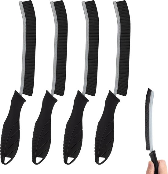 Set van 4 Hoekige Schoonmaakborstels met Handvat, Ideaal voor Badkamer, Keuken en Tegelvoegen