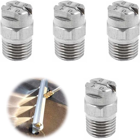 Set van 4 Hoge Druk Spuitmonden voor Waterbezem en Lichaamsreiniger, 65 Graden, 1.3mm Opening, 1/4'' Draadverbinding, Ideaal voor Tuin en Auto.
