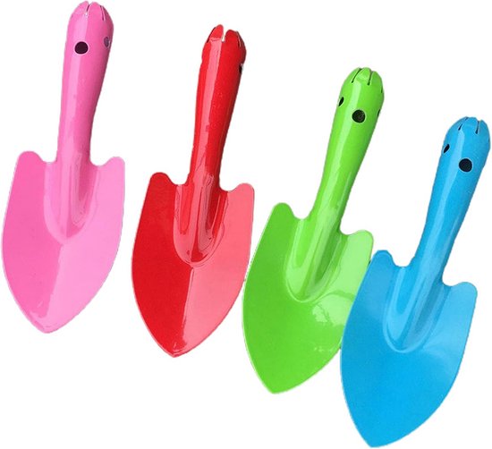 Set van 4 Kleine Metalen Schepjes - Kleurrijk Tuin- en Strandspeelgoed voor Kinderen van Merkloos	