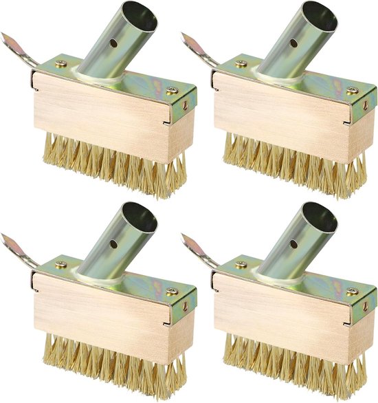 Set van 4 Onkruidvoegenborstels - Goud - Houten Behuizing met Stalen Borstelharen - Voor Tuin en Buitenruimtes