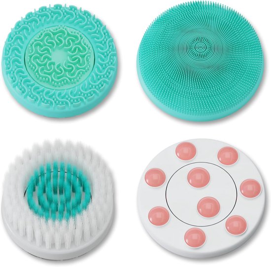 Set van 4 opzetborstels (4 borstelkoppen), vervangende borstelkoppen voor alle Lumieo reinigingsborstels