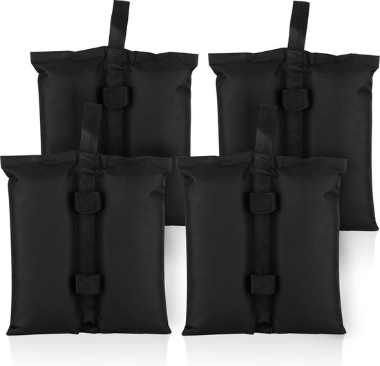 Set van 4 paviljoen, zandzakken, paviljoenpoten, hoogwaardig, paviljoen, zandzakken voor pop-up paviljoen, gewichten voor paviljoen, vouwpaviljoen, tuintenten, waterdicht (zwart) van Relaxdays