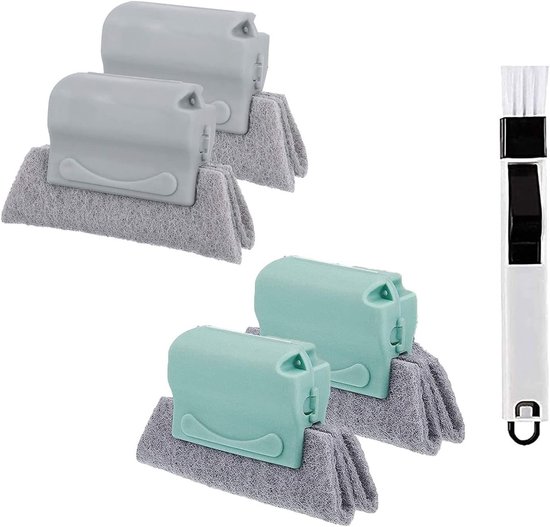 Set van 4 schoonmaakborstels voor grill, ramen, voegen en deuren - Perfect voor het reinigen van hoeken en gaatjes, inclusief kleine groefborstel voor keuken en badkamer