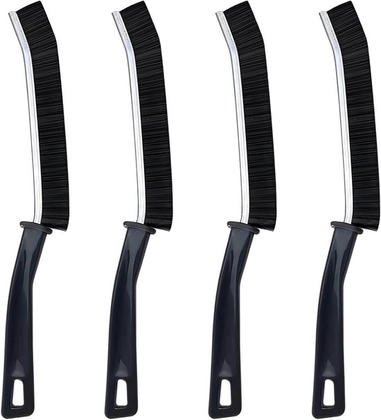 Set van 4 spletreinigingsborstels voor voegen en hoeken, ideaal voor tegelvloeren in keuken en badkamer, zwart met harde haren van Merkloos	