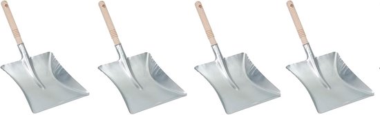 Set van 4 Stalen Veegscheppen met Houten Handvat - Diverse Toepassingen
