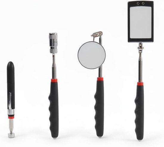Set van 4 telescopische pick-up gereedschappen met LED en magneet