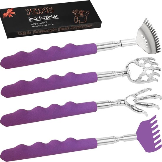 Set van 4 uitschuifbare rugkrabbers in metalen uitvoering met geschenkdoos