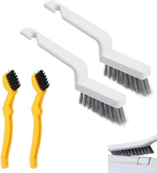 Set van 4 V-vormige voegenborstels voor veelzijdige reiniging van tegels in badkamer, keuken en toilet