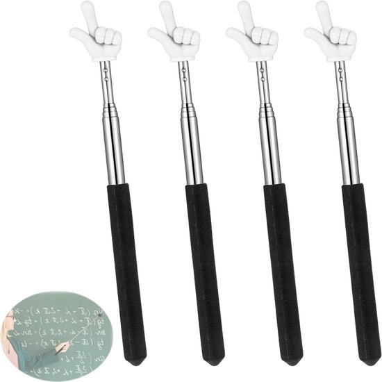 Set van 4 Verlengbare Vinger Stokken voor Onderwijs, Kleurige Telescopische Pointers voor Kinderen, Ideaal voor Lesgeven en Activiteiten