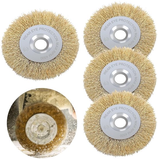 Set van 4 voegenborstels voor het reinigen van voegen, metaal/messing borstel, breedte 10 mm, ideaal voor tuinonderhoud en onkruidverwijdering