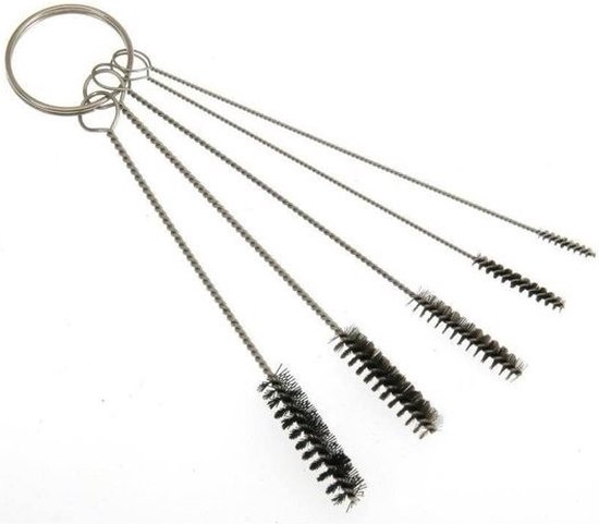 Set van 5 stalen schoonmaak ragertjes / borsteltjes aan sleutelring van Vetonext
