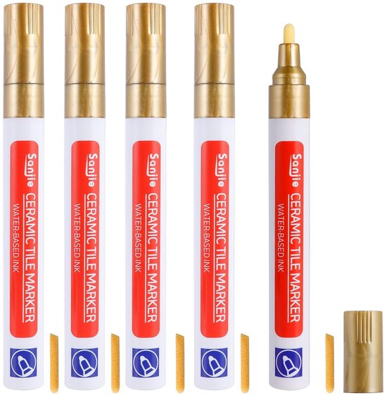 Set van 5 Waterdichte Tegelherstelpennen voor Voegen - Sneldrogende Marker voor Muur, Vloer en Badkamer, Ideaal voor Renovatie en Onderhoud
