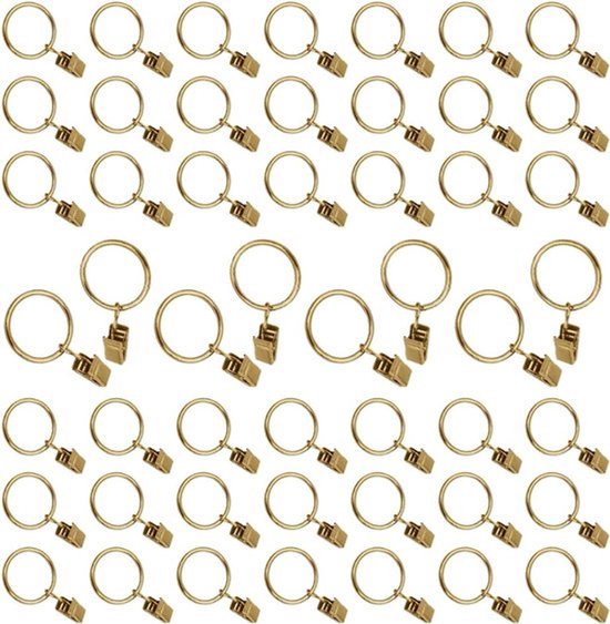 Set van 50 gouden gordijnroede ringclips 25 mm hangende ringen sterk gordijn voor thuis raamroede decoratie, foto's kunst ambachtelijke displays