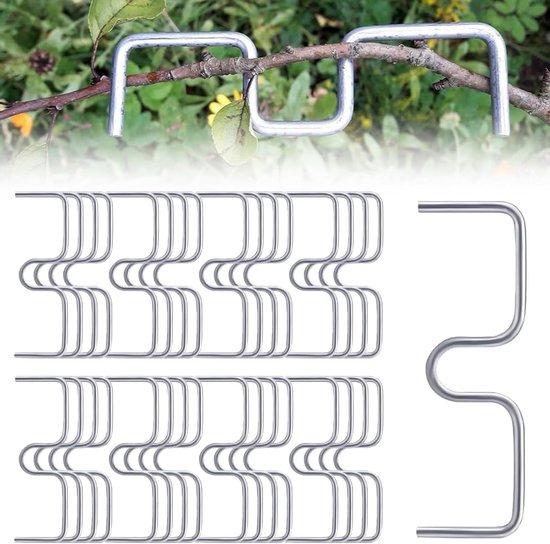 Set van 50 metalen takverspreiders voor fruitbomen - M-vormige takklemmen voor tuin, spreiden en nivelleren van takken
