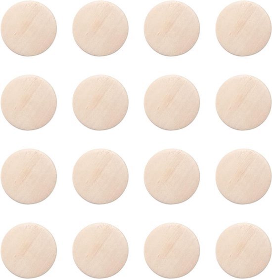 Set van 50 platte ronde houten kralen van 25 x 5 mm in natuurlijke, onafgewerkte staat voor creatieve knutselprojecten en sieraden maken