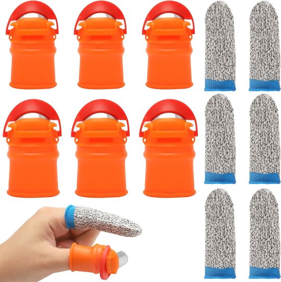 Set van 6 Duim- en Vinger Messen, Ergonomisch Oogstgereedschap met RVS Blad voor Tuinieren, Koken en Groente Oogsten