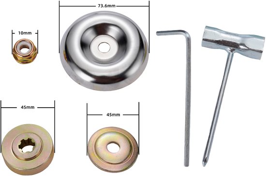 Set van 6 metalen tandwielmoeren voor grasmaaiers, adapterset voor grasmaaiermessen, accessoires voor grasmaaiers