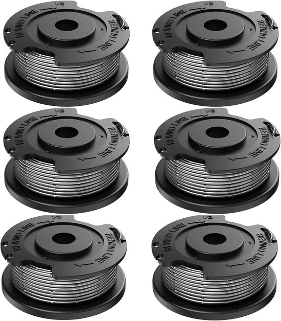 Set van 6 reservespoelen en draad voor Bosch Art 23 SL / 26 SL/2300, EasyGrassCut 18, 23, 26, 18-230/18-260, UniversalGrassCut 23-450/26-500 (OEM F016800569 F016800569 F). (016800 0385) van Bosch