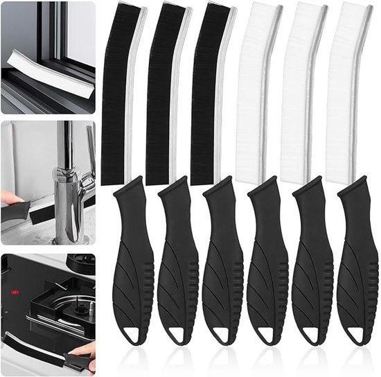 Set van 6 stevige hoekreinigingsborstels voor voegen en moeilijke hoeken van Merkloos	