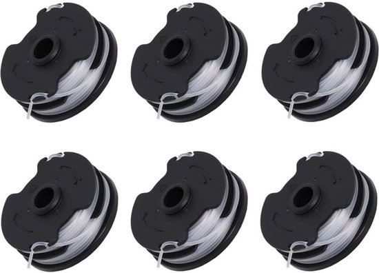 Set van 6 vervangende spoelen geschikt voor de Parkside PRTA 20-Li C3 accubosmaaier - ABS-materiaal - 1,65 mm draad - 8,3 m lengte - IAN351753 van Merkloos	