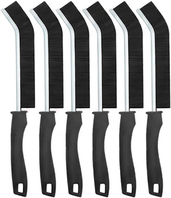 Set van 6 Voordelen van Groeffborstels met Harde Haren voor Tegelvoegen, Hoeken en Openingen, Schoonmaakgereedschap voor Badkamer, Keuken en Ramen
