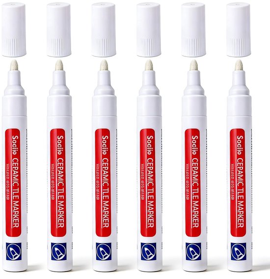 Set van 6 Witte Voegenpennen voor het Herstellen van Tegels, Waterdichte Reparatiepennen voor Keuken en Badkamer, Ideaal voor Vloer- en Wandvoegen