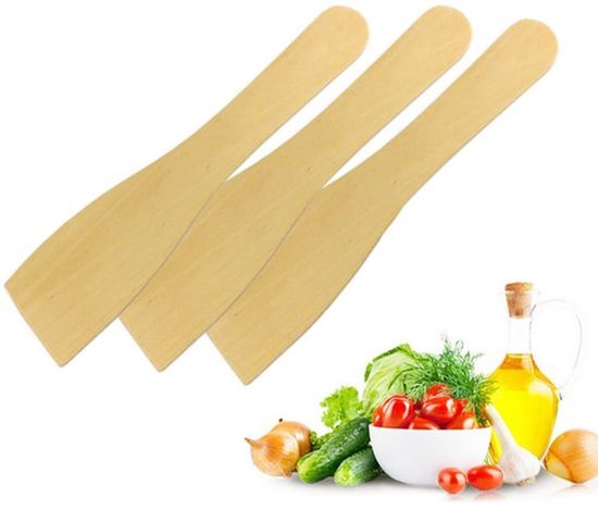 Set van 8 spatels, kleine houten spatel, keukengerei met antiaanbaklaag (21 cm x 5 cm)