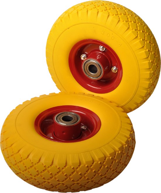 Set van twee premium 3.00-4 anti lek steekwagenwielen - 20 mm naafdiameter - inclusief kogellager van Vigorflame.