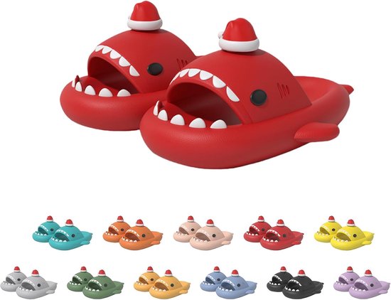 Shark Slides Christmas Shark Slides,Cloudy Shark Slides For Men And Women,3D Cartoon Shark Slippers,Summer Open Toe Slide
