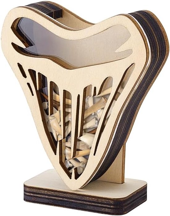 Shark Teeth Display Cabinet - 4.2x3.5 inches - Houten Shadow Box met Duidelijk Venster - Houten Houder - Display Box voor Feestdagen - Kust - Strand - Kamer - Slaapkamer - Huisdecoratie van Merkloos	