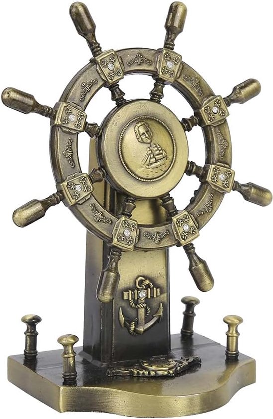 Ship Wheel Rudder Model - 4.7inch European Style Boat Steering Wheel - Stern Rudder Model Ornaments - Geschikt voor Thuis - Kantoor - Bar - Desktop Decor van Hemoton
