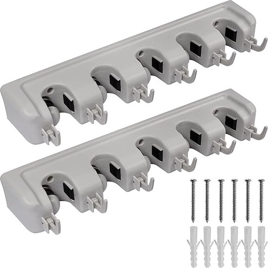 SHOP YOLO-bezemhouder-Set van 2 gereedschapshouders voor tuingereedschap met 6 uitklapbare haken-44,5 cm van SHOP YOLO