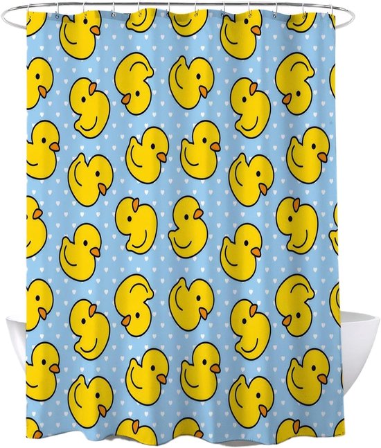 Shower Curtain voor Badkamer - Schattige Eend - Waterdichte Gele Rubber Eend Badgordijn - Anti-Schimmel Bestendig - Voor Thuis en Hotel Badkamer Decor - 120x180cm