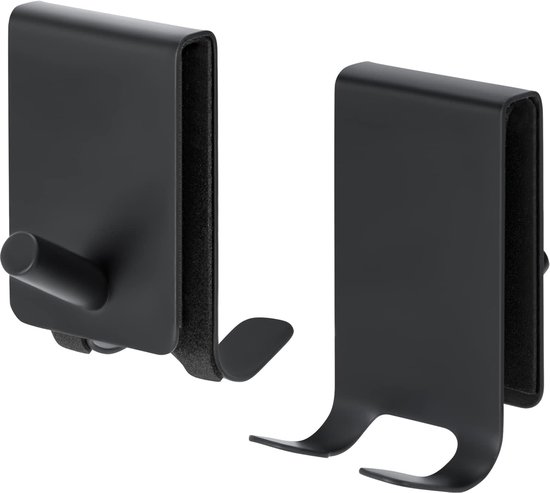 Shower Hook, Towel Hook, Shower Enclosure, No Drilling, Stainless Steel Shower Hooks with Foam Protection for Shower Cubicle, Glass Thickness 4-10 mm, Pack of 2, Black van Tatkraft