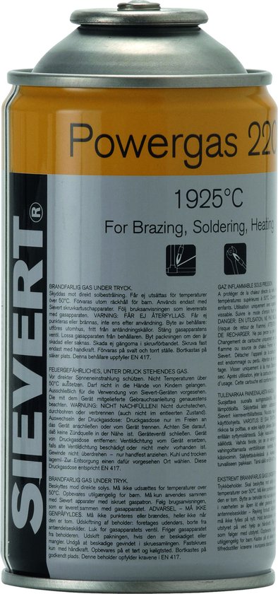 Sievert Gaspatroon Powergas Eu – MET Automatisch Ventiel - Propaan en Butaan - 7/16 Inch van Sievert