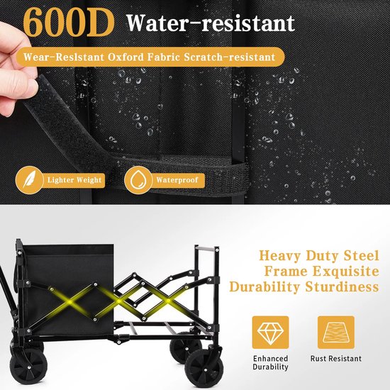 Signature Home Opvouwbare handkar tuinwagen - Tuinkar Draaibare wielen - handkar tuinwagen compact met handvat - nclusief 2 universele wielen maximale belasting 150 kg buitentuin leisteengrijs van Signature Home