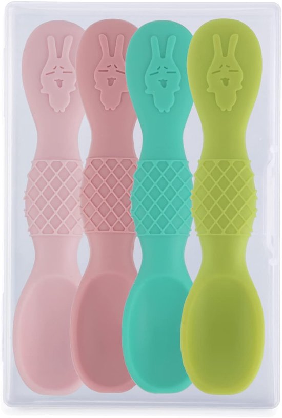 Silicone Baby Löffels - Zelf Voeden - 6+ Maanden - BPA Vrij - Baby Led Soother Löffels voor 6-12 Maanden Baby's (4 Packs, 4 Kleuren) van Moliyanui