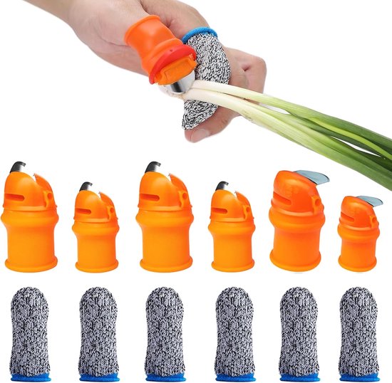 Silicone Thumb Knives - Pack van 12 - Anti-Drape Tuingereedschap - Duwmes voor het Snijden van Planten, Fruit en Groenten - Herbruikbaar en Handig tuinieren van Merkloos	