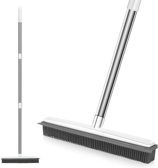 Siliconen bezem met lange haren - multifunctioneel - rubberwit