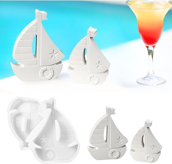 Siliconen vormen voor zeilboot - maritieme gietvormen - anker & boot - voor kaarsen - gips - doe-het-zelf siliconen vorm - zomerdecoratie en handwerk van Merkloos	