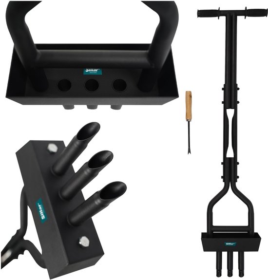Sillar Gazonbeluchter met Bodembak - Beluchter voor Gazon Beluchten - Set met Schraper - Bodembewerkers - 96 cm - Staal van Merkloos	