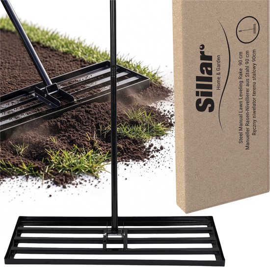 Sillar Gazonlaker 90 x 30 cm – Handmatig - Grond Egaliseerder – Stalen Egaliseerhark – Verstelbare Werkhoek – voor Tuin, Zand, Compost en Gazon van Merkloos	