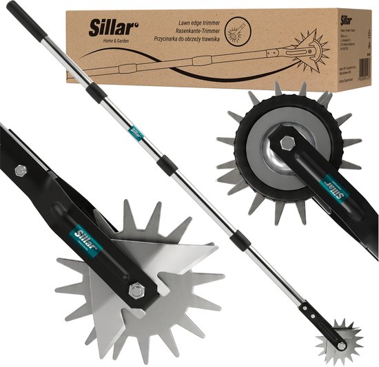 Sillar Graskantentrimmer - handmatig - grasrand trimmer met getand mes - 3-standen verstelbare handgreep - Roestvrij Staal – voor tuin en grasverzorging