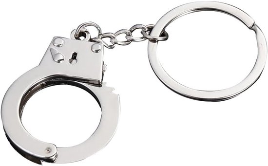 Silver Mini Handcuff-shaped Keychain Zinc Alloy Keychain Novelty Key Holder Bag Decoration Metal Keychain for Men, Women, Silver, siliver van Merkloos	