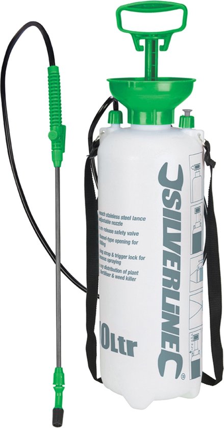 Silverline Drukspuit - Hogedruk - 10 liter - Verstelbare lans - Comfortabele schouderband van Merkloos	