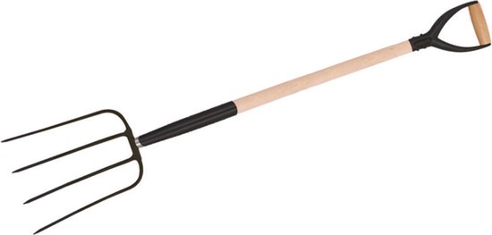 Silverline Heavy-duty mestvork - 4 tanden - roestbestendig - 110 cm - gelakte houten steel van Silverline